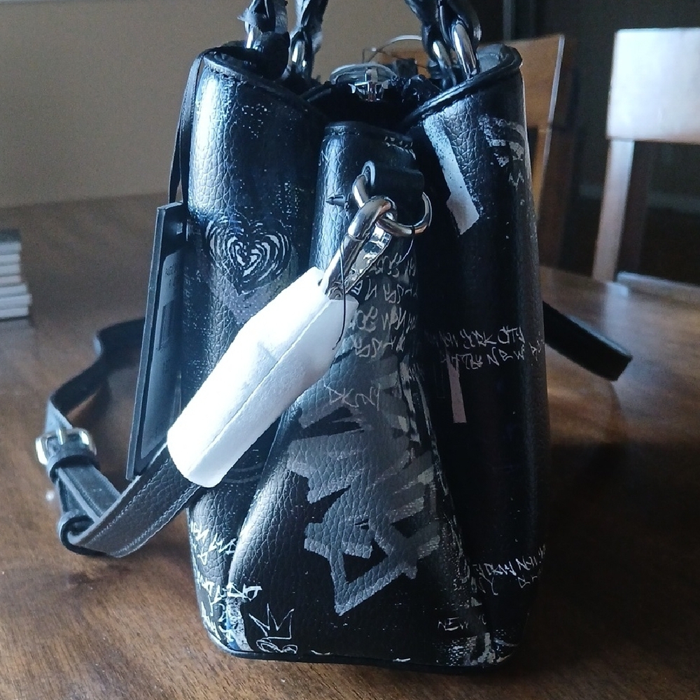 PAIGE Black Satchel with Yellow and Pink Graffiti Accents - Picture 5 of 9